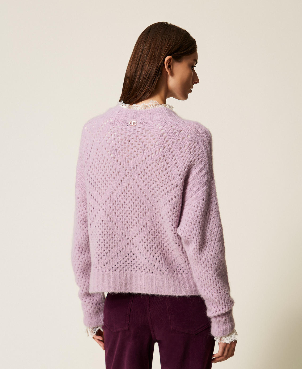 Jersey de rombos de mezcla de alpaca Rosa «Pink Lavender» Mujer 252TT3135_03727_03