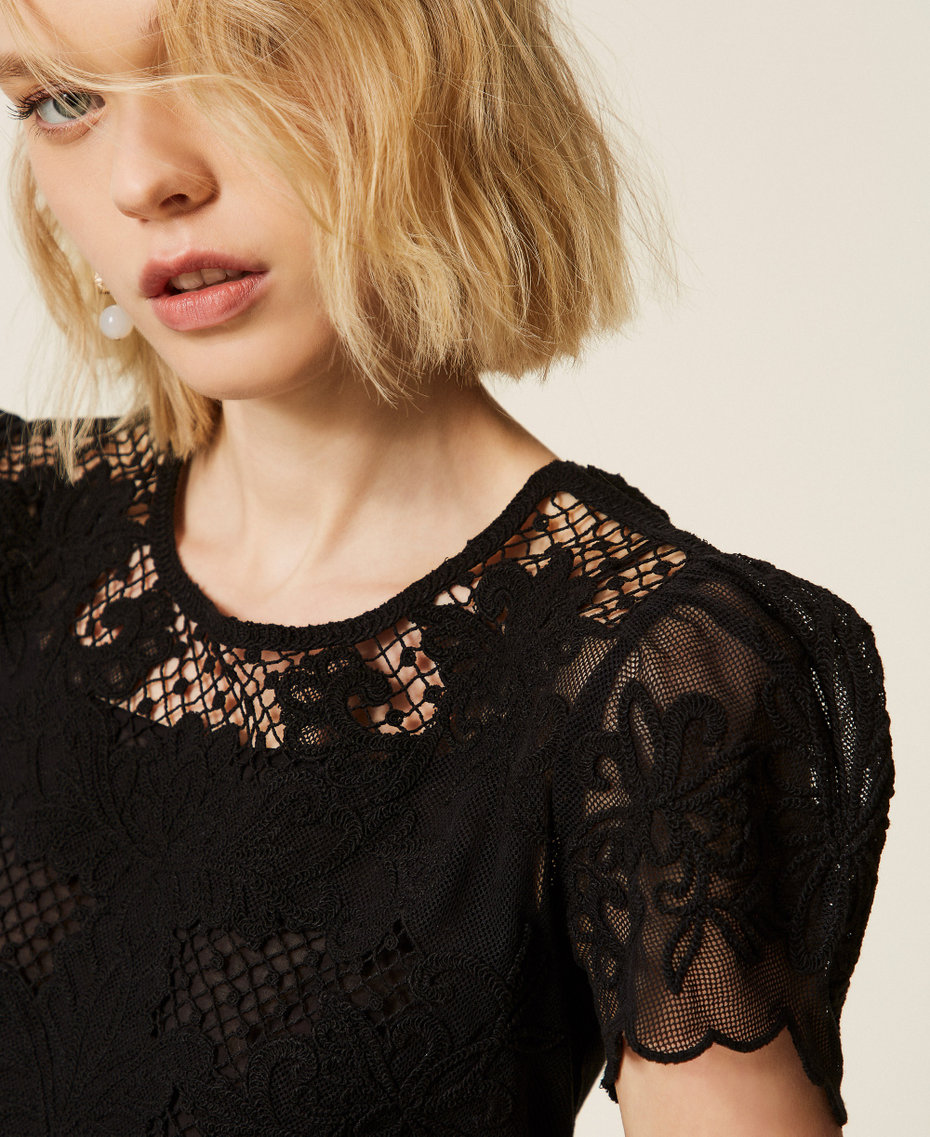 Muslin blouse with embroidery Black Woman 261TP2581_00006_04