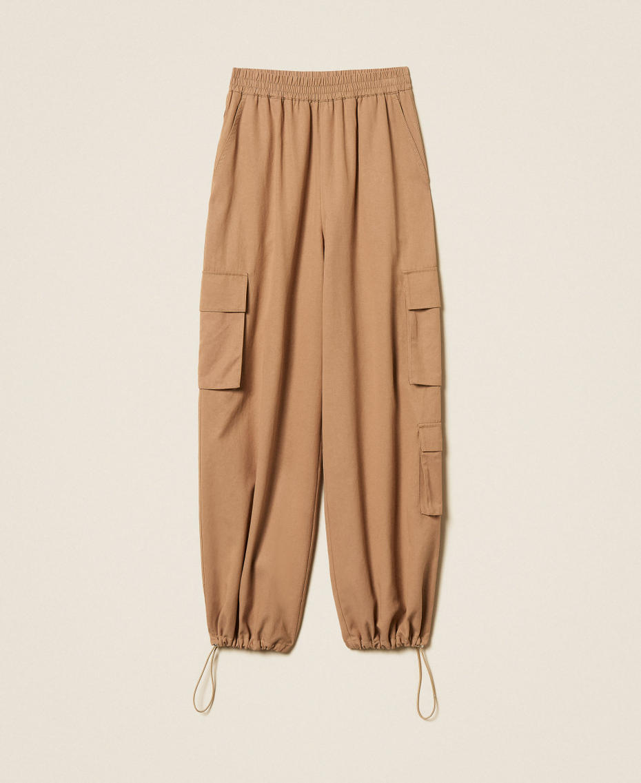 Pantaloni joggers in Lyocell e cotone Natural Beige Donna 261TE2070_12129_S0