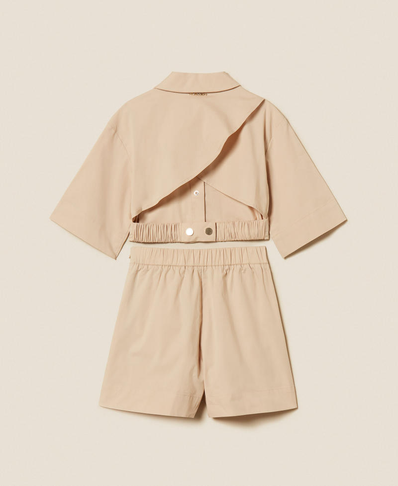 Camicia cropped e bermuda in popeline Beige "Safari" Bambina 261GJ2014_13191_S1