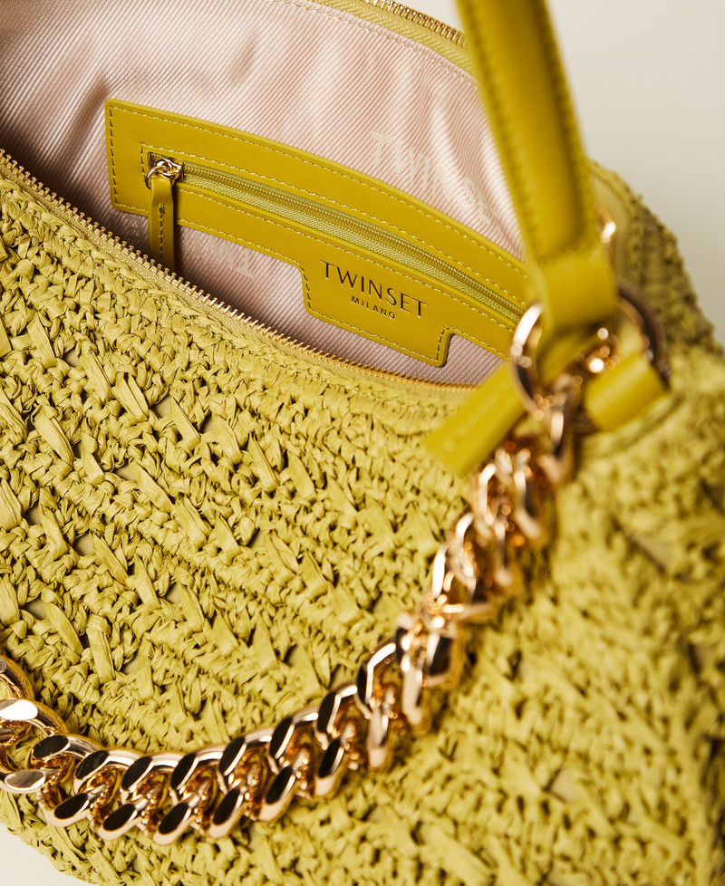 Large crocheted raffia Liliane bag Avocado Oil Green Woman 261TD8080_12117_04