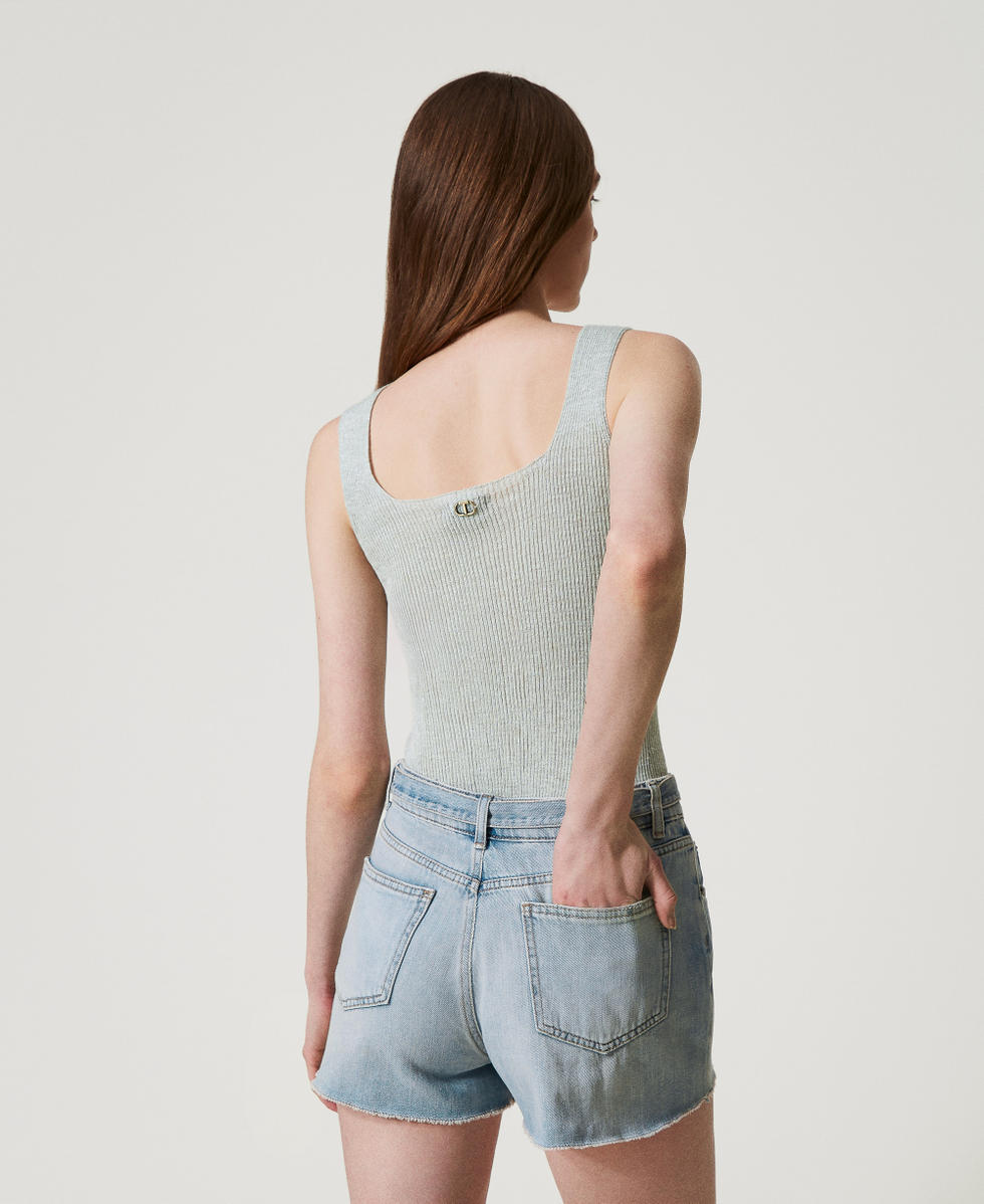 Linen-blend knit top Light Nymph Lurex Woman 251TT3147_12455_03