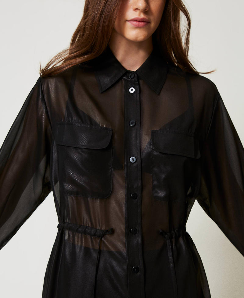 Camicia in georgette laminata Nero Donna 251LB2MAA_00006_04