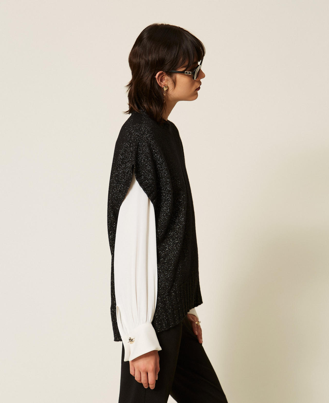 Wool and cashmere jumper with lurex Black/Gold Woman 262TP3510_13934_03
