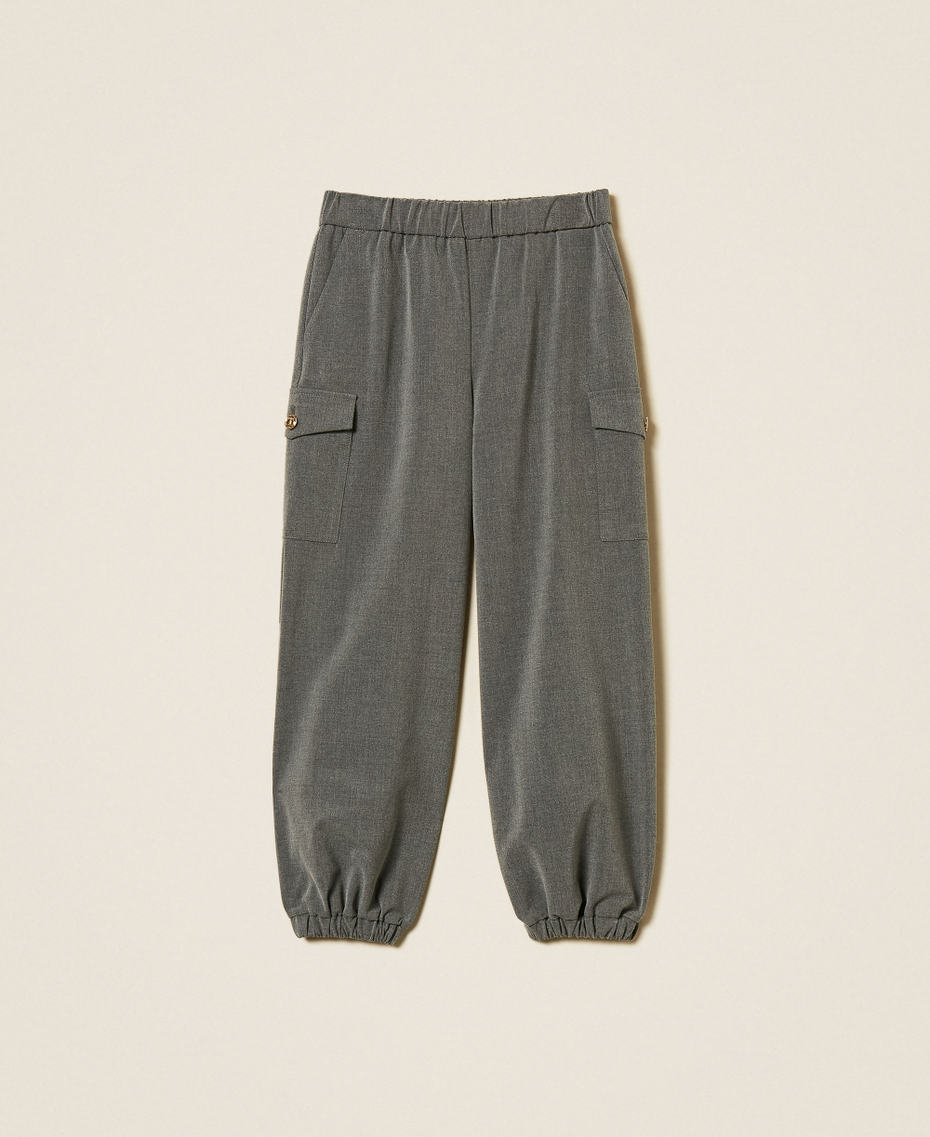 Pantalon de jogging en flanelle Gris Moyen Mélangé Fille 252GJ2273_11727_S0