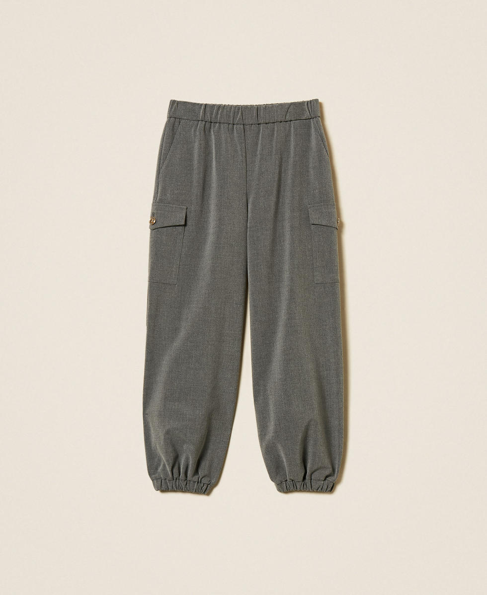 Joggers de franela Gris Medio Jaspeado Ni&ntilde;a 252GJ2273_11727_S0