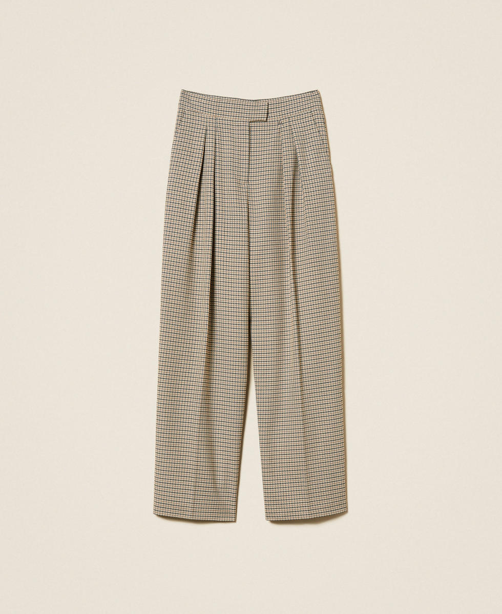 Houndstooth palazzo trousers