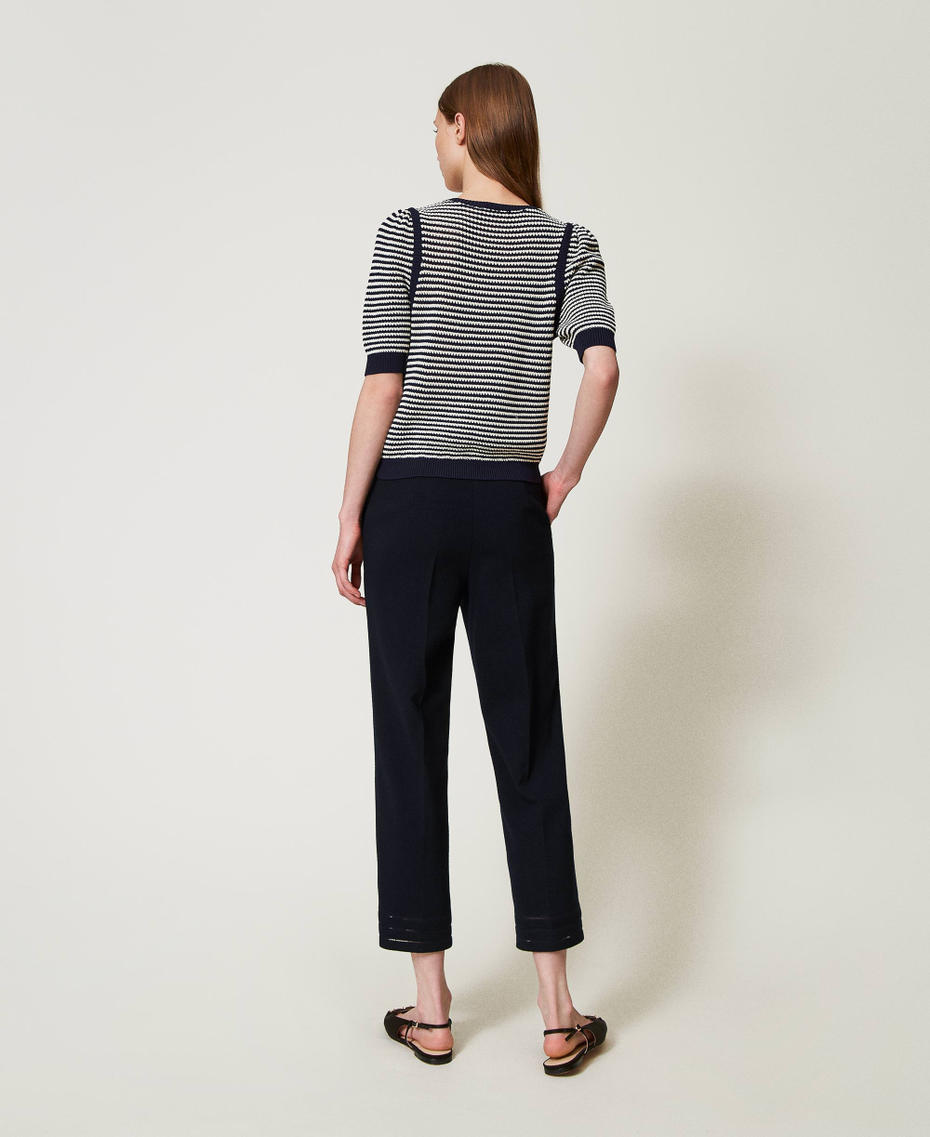 Straight fit trousers with embroidery Blue Night Woman 251TP2042_00238_03