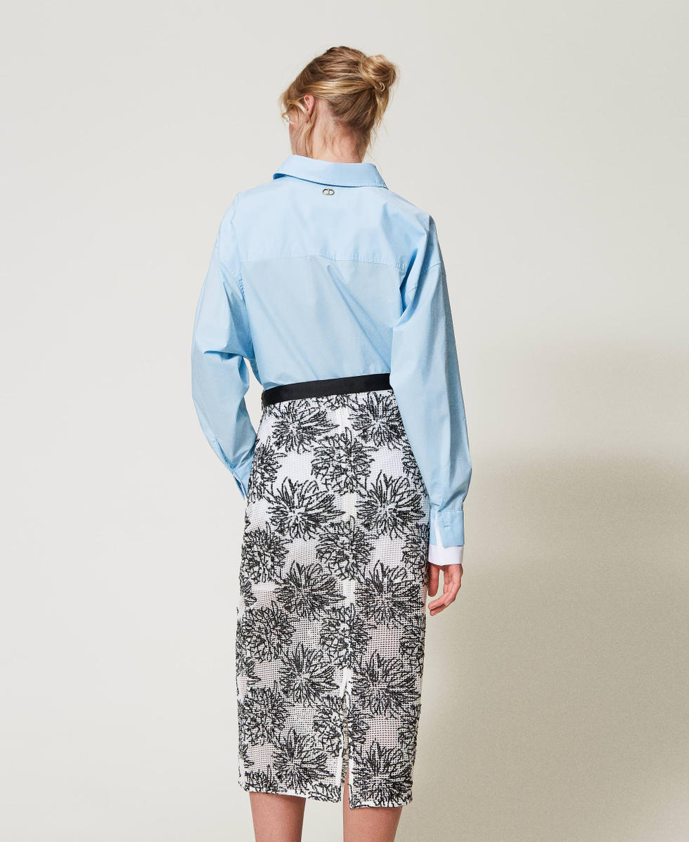 Midi skirt with sequins Snow/Black Embroidery Woman 251TE2061_12238_03
