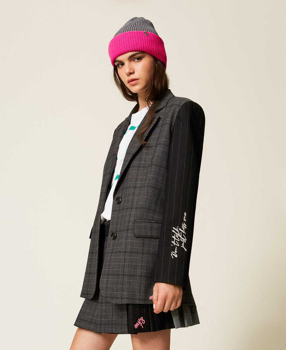 Blazer MYFO avec broderies Teint en fil M&eacute;lange Femme 252AQ2040_12852_02
