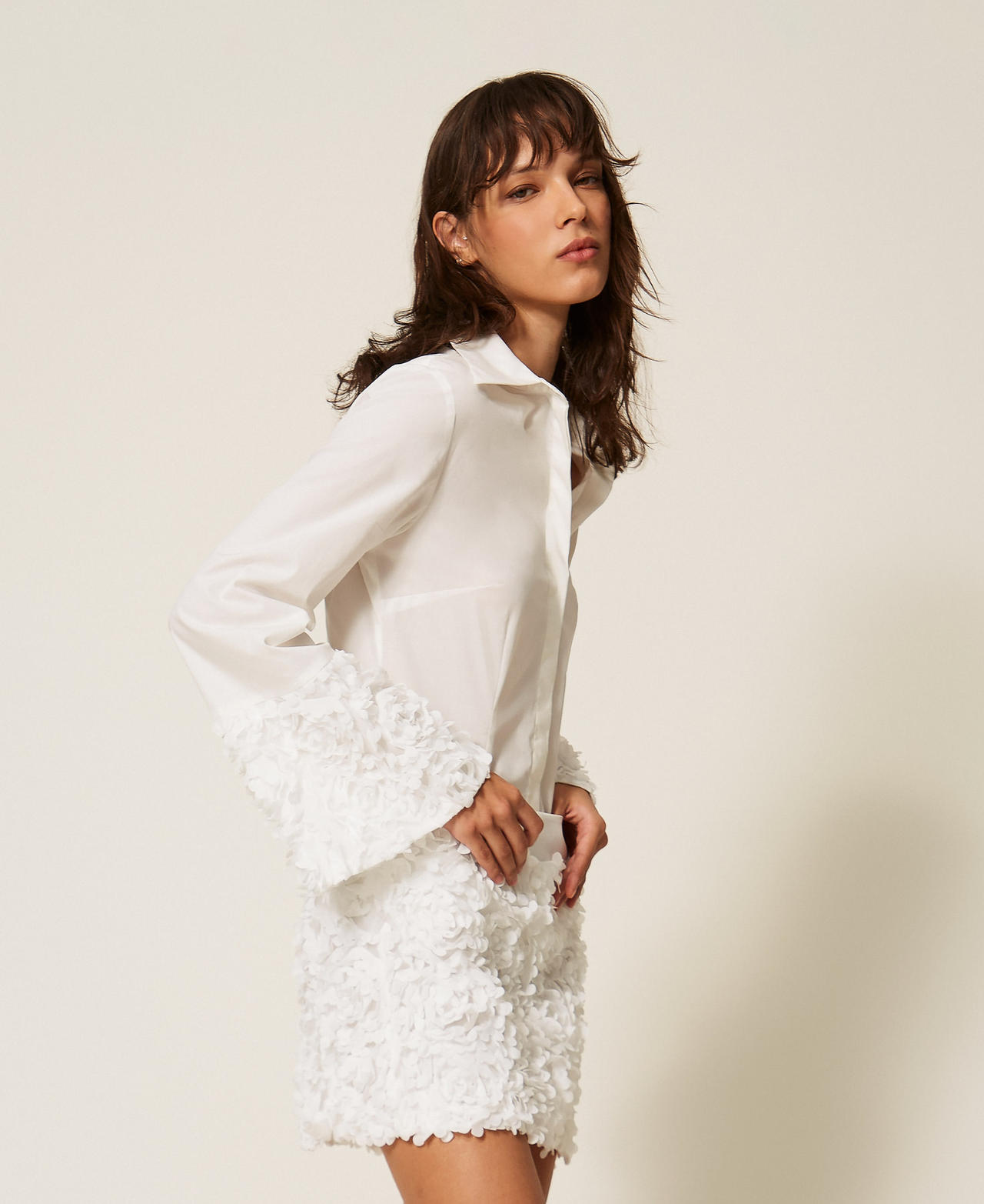 Tulle miniskirt with flowers Off White Woman 261AP2231_00526_01