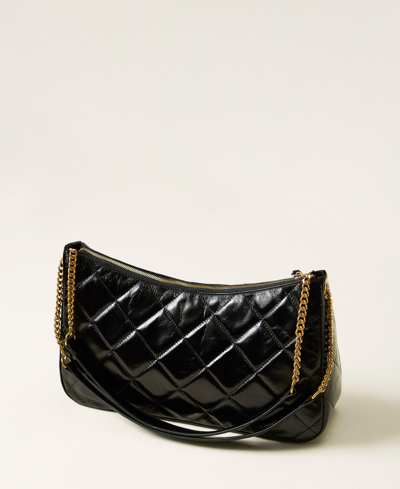 Gro&szlig;e Liliane Tasche aus gestepptem Leder Schwarz Frau 262TD8150_00006_03