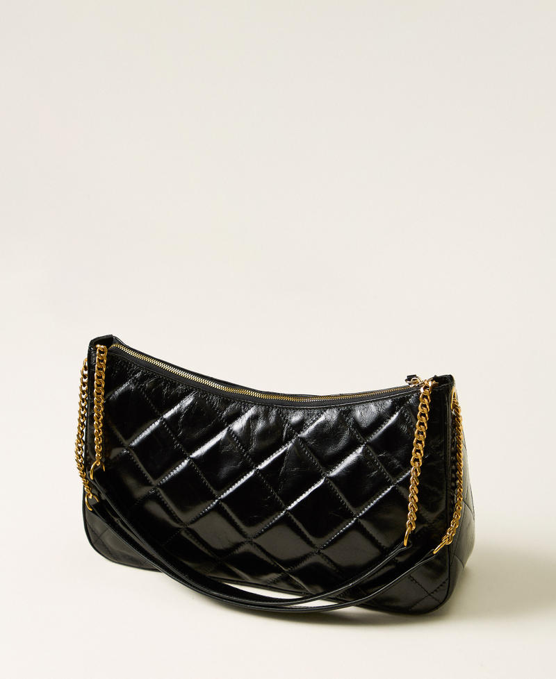 Gro&szlig;e Liliane Tasche aus gestepptem Leder Schwarz Frau 262TD8150_00006_03