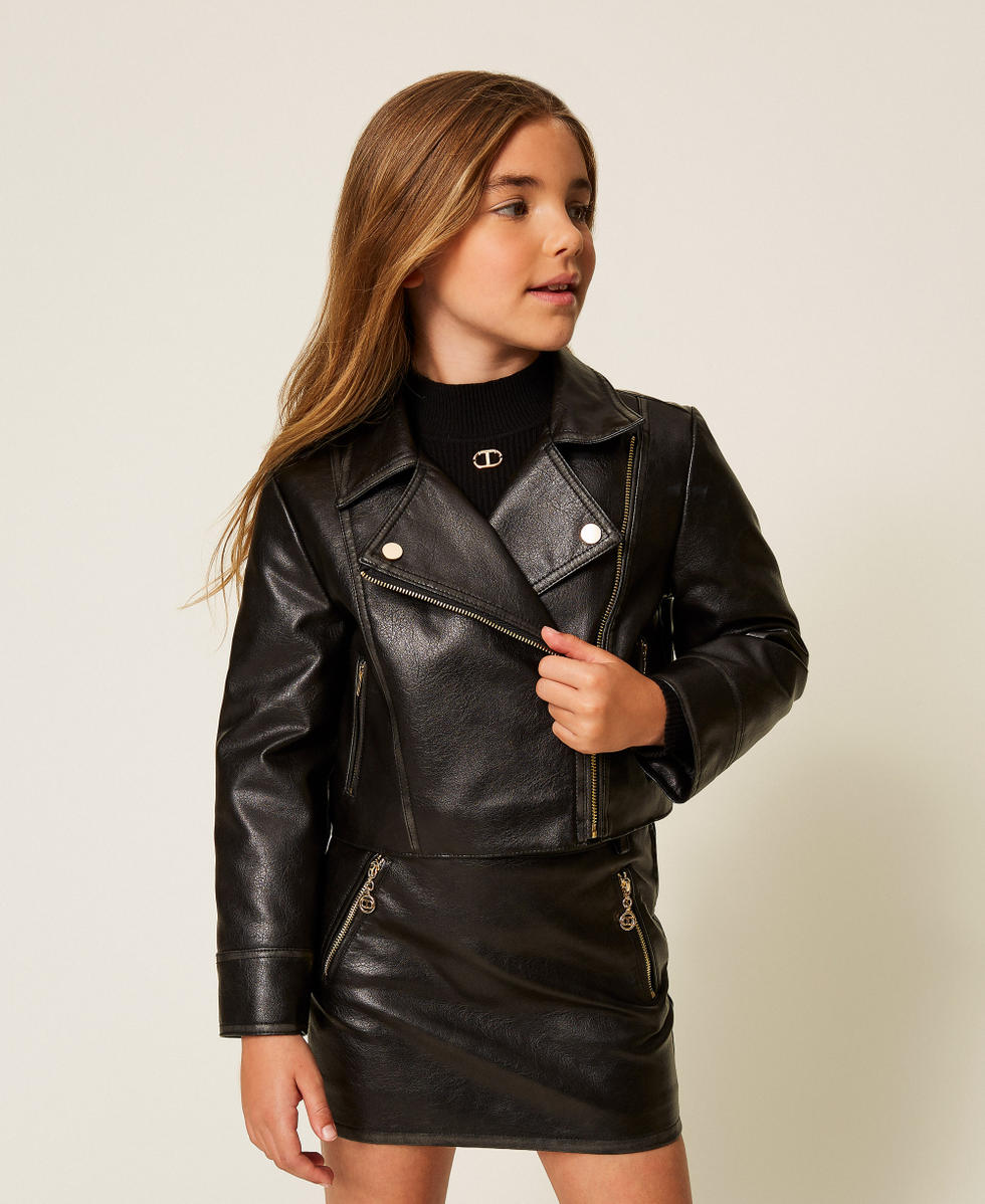 Faux leather biker jacket