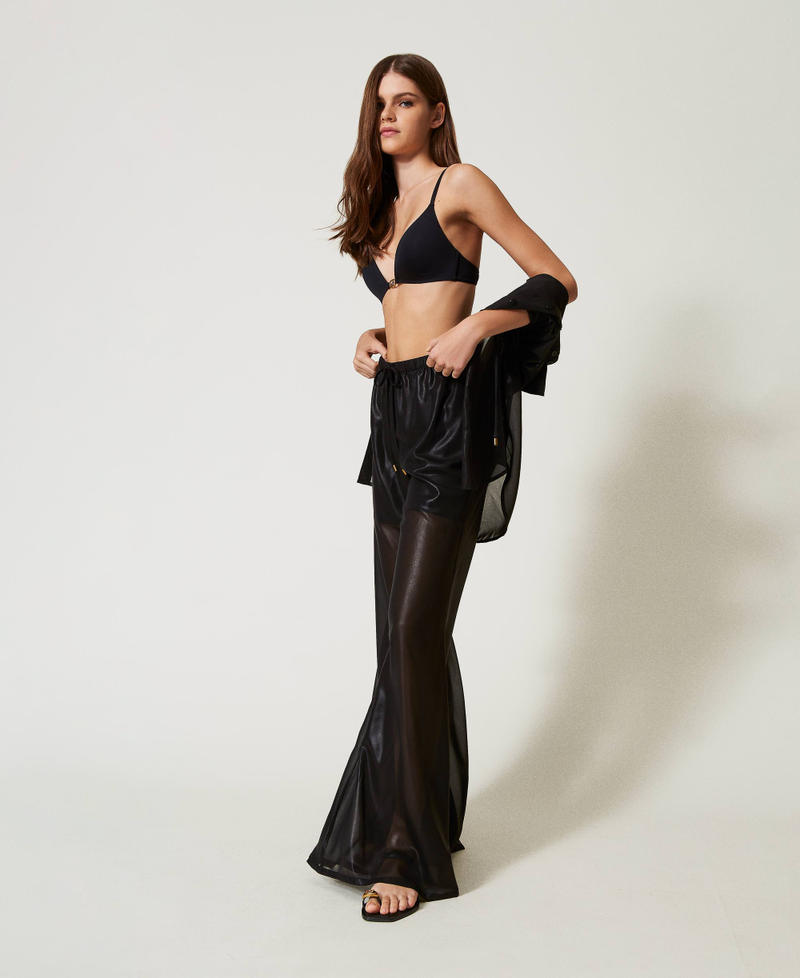 Laminated georgette trousers