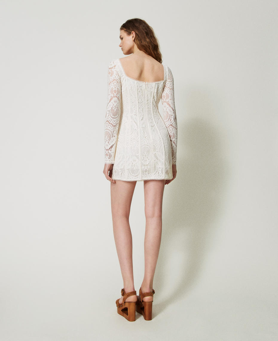 Robe courte « Augusta » en dentelle avec boutons Blanc Neige Femme 251TS2270_00282_03