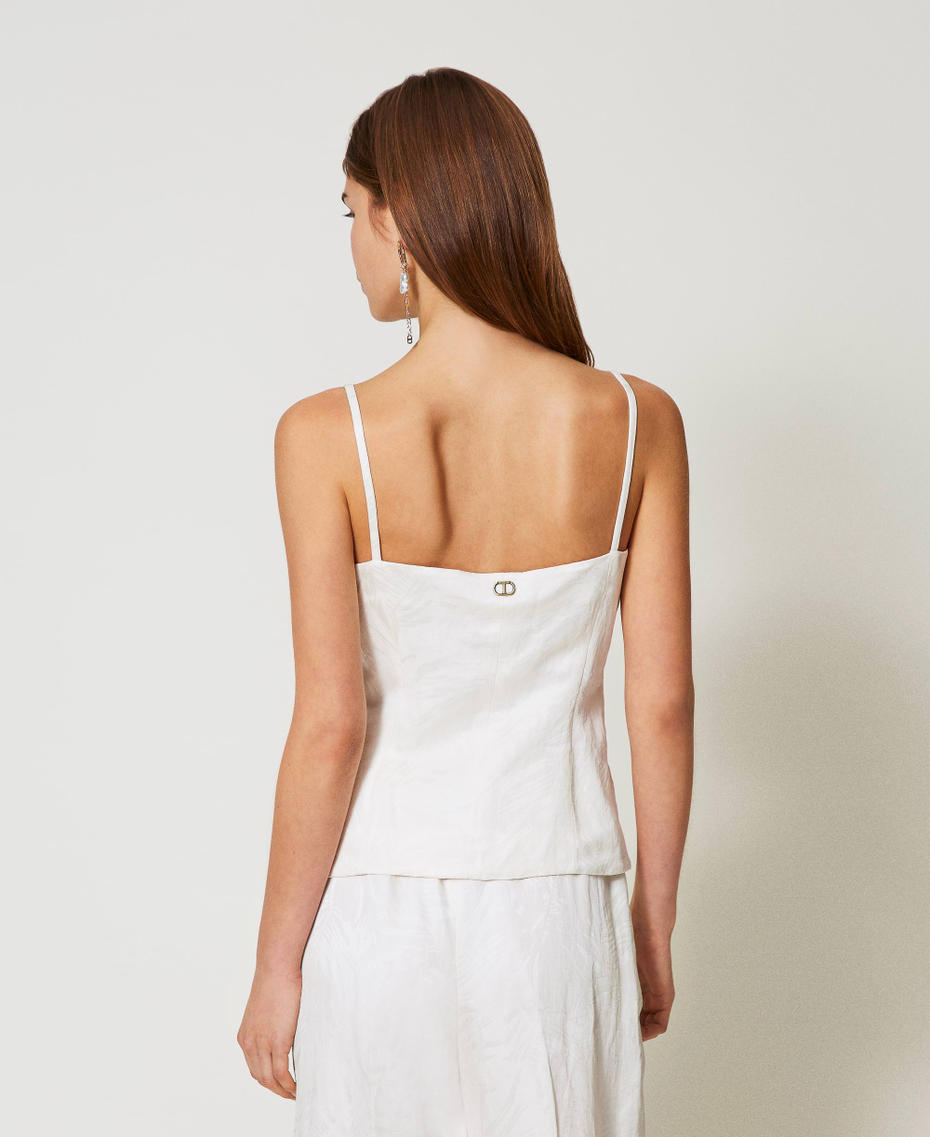 Fitted jacquard satin top White Snow Woman 251TT2174_00282_03