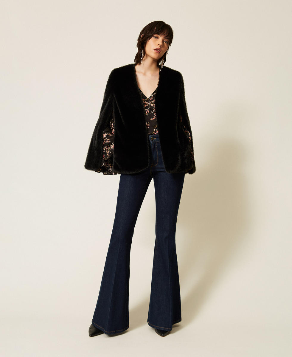 Faux fur cape jacket