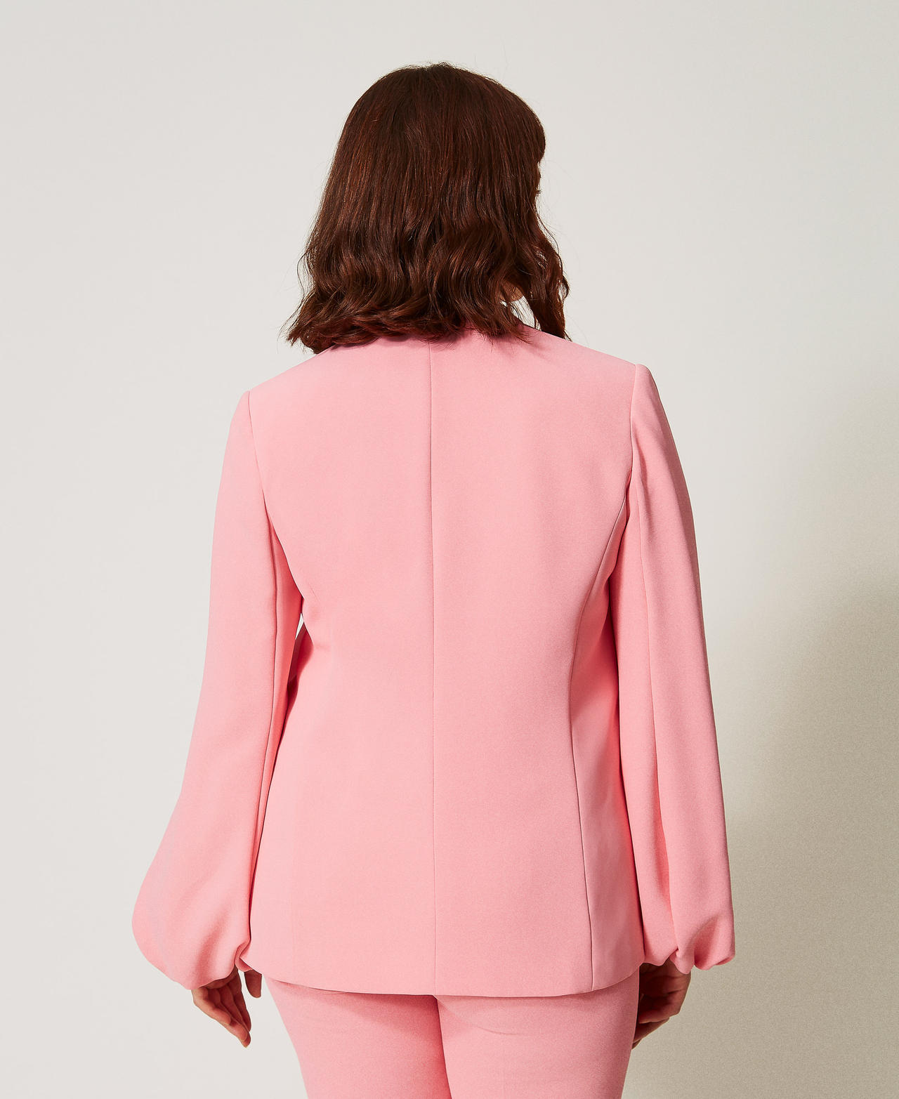 Crêpe jacket with gathered sleeves Peach Woman 251TP2320_12142_03