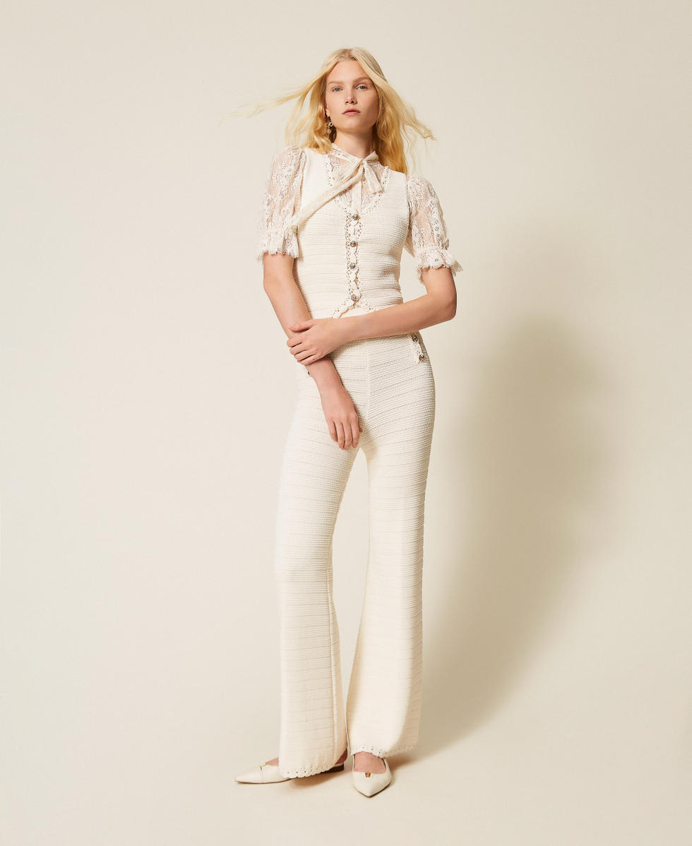 Gilet en maille avec crochet Beige &laquo;&thinsp;Parchment&thinsp;&raquo; Femme 261TP3077_07222_T0