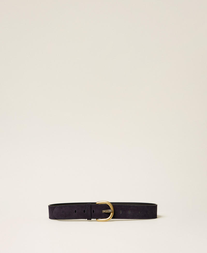 Suede belt with logo Indigo Blue Woman 262TO5630_01410_01