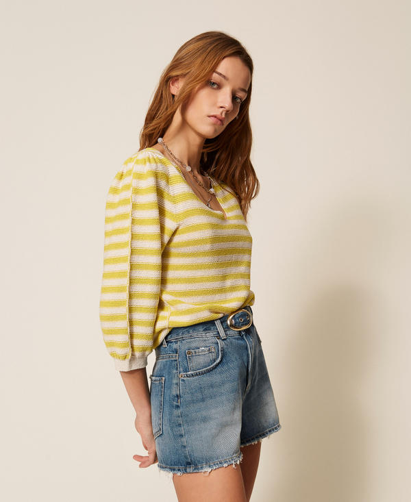Two-tone striped seamless jumper