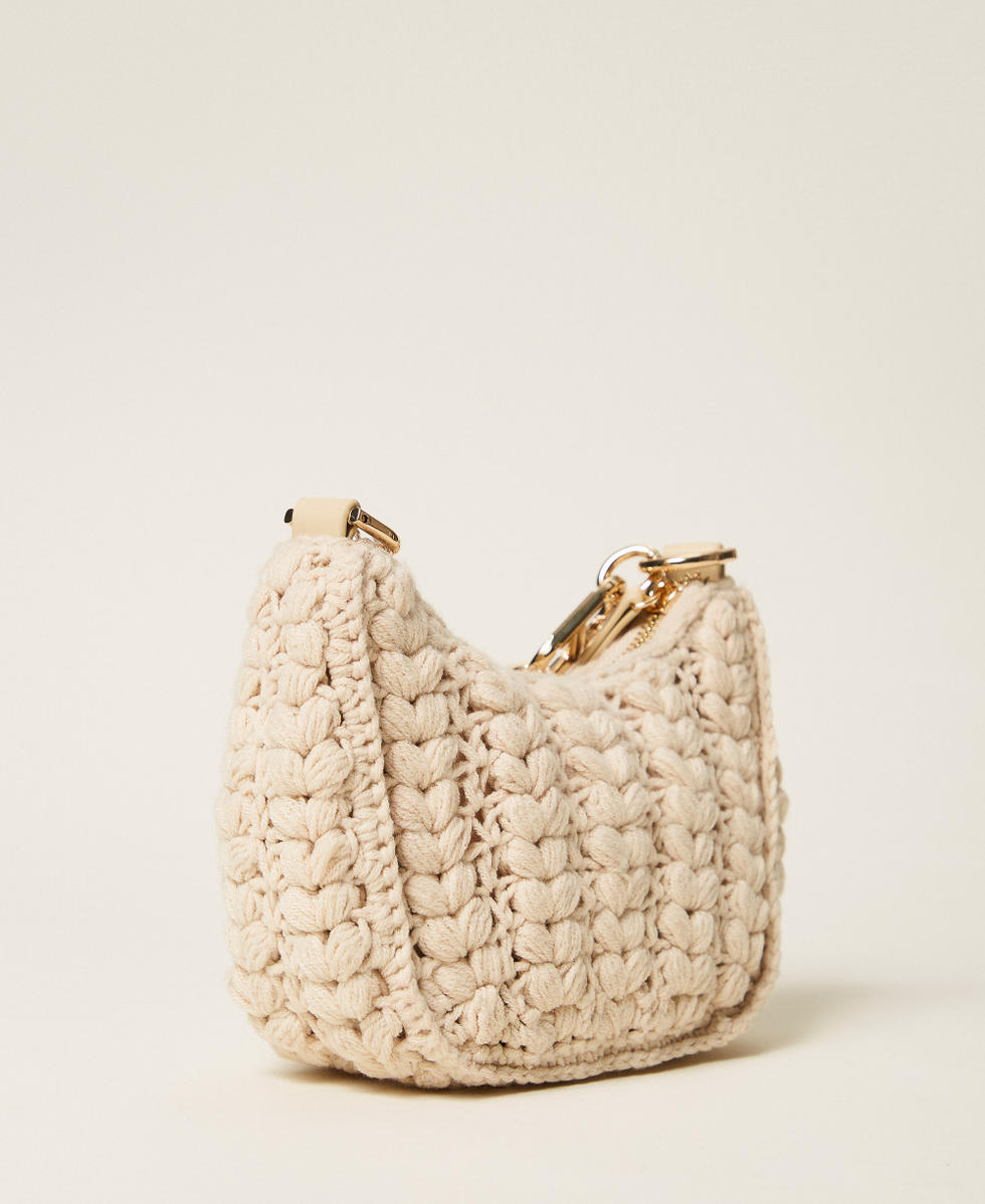 Crochet 'Croissant' bag Woman, Beige | TWINSET Milano