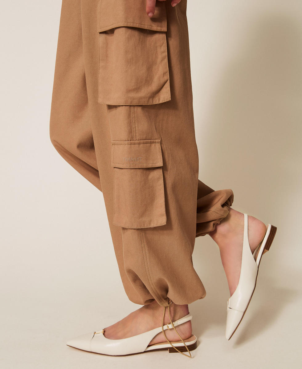 Pantalones joggers de lyocell y algod&oacute;n Natural Beige Mujer 261TE2070_12129_04