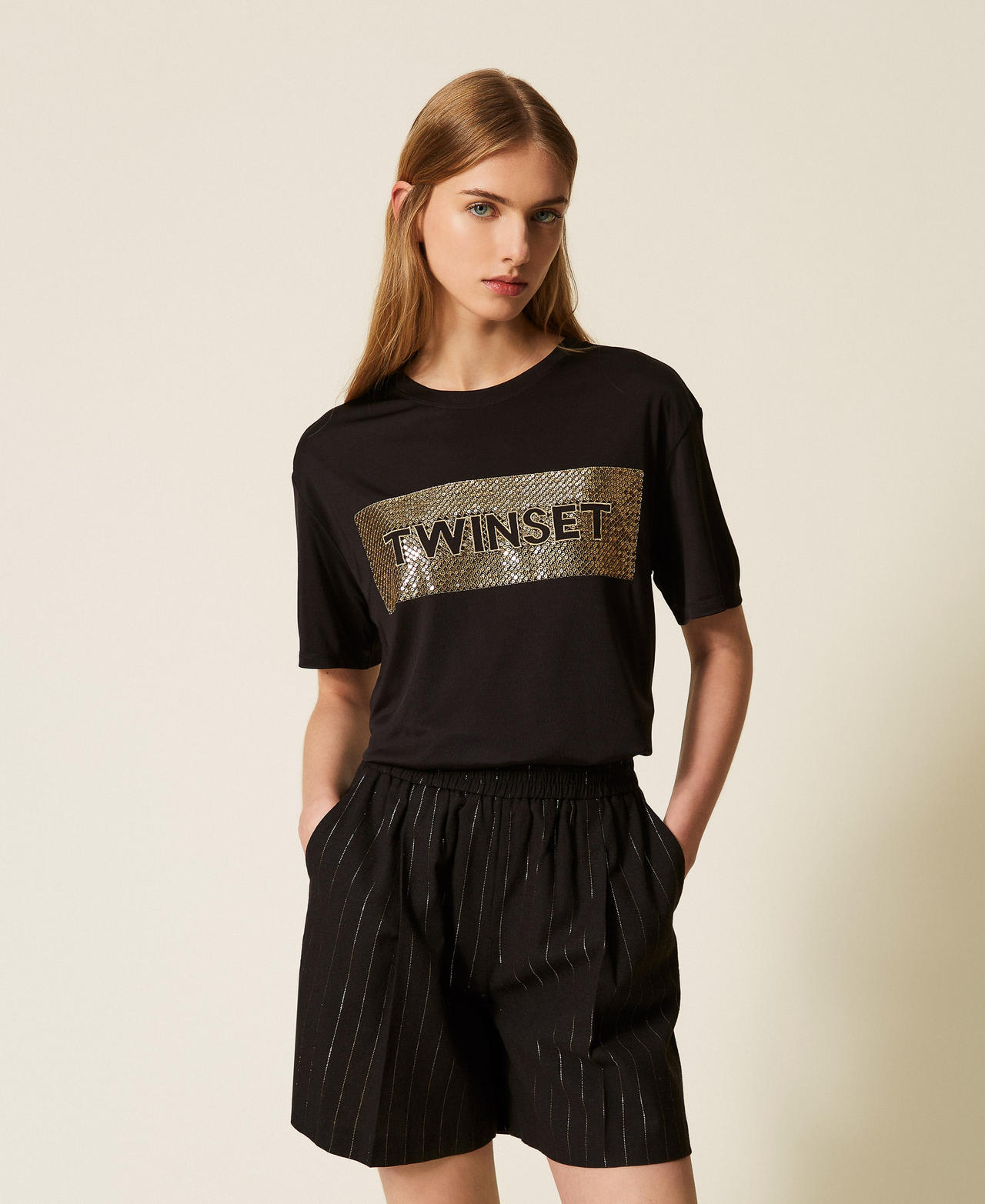 Twinset Short à rayures lurex