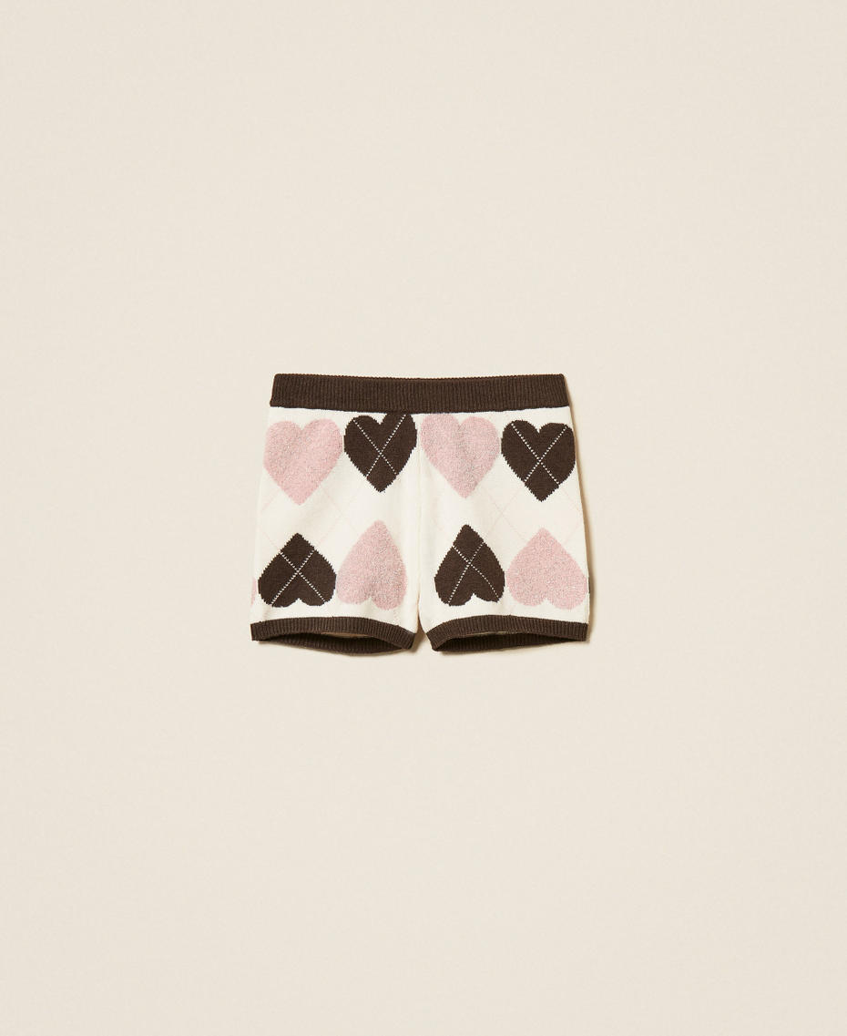 Shorts aus Jacquardstrick mit Herzen Jacquard Herz Frau 262LI3UDD_13922_S0