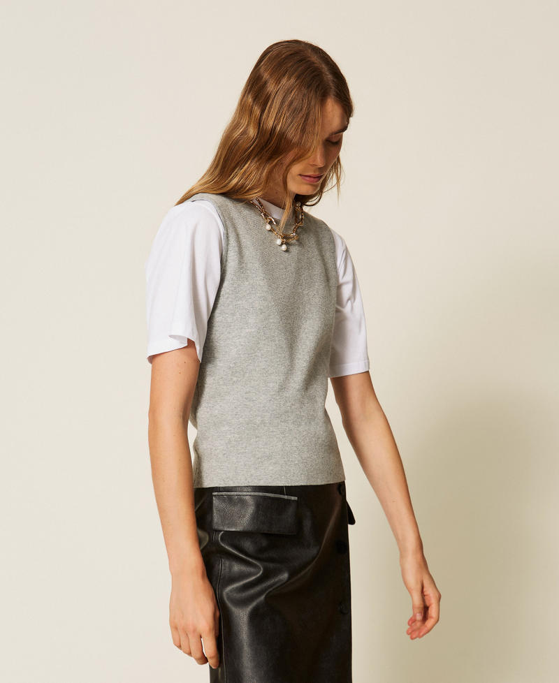 Fitted sleeveless jumper Light Grey Melange Woman 262LI3AAA_12837_02