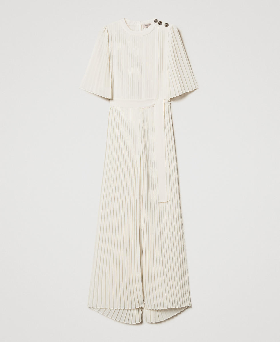 Long cr&ecirc;pe georgette jumpsuit Vanilla Woman 251TP2050_12143_S0