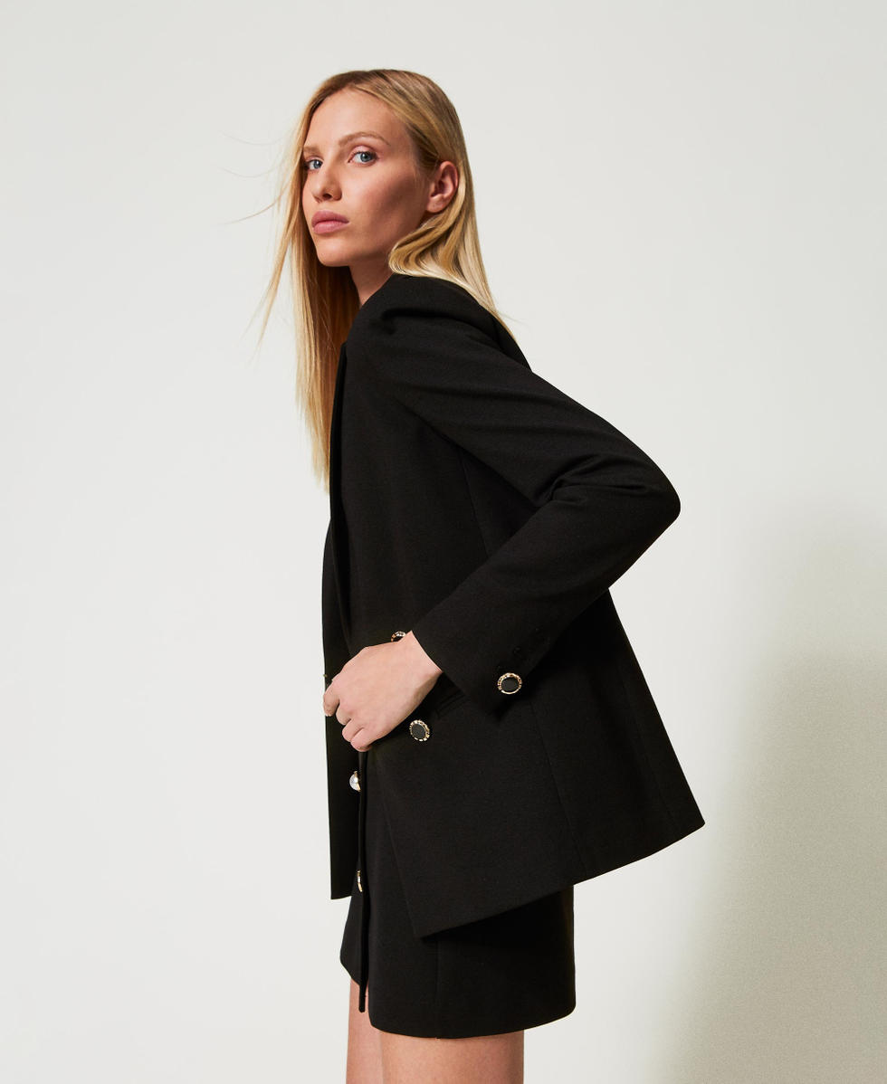 Double-breasted jacket with jewel buttons Black Woman 251TP2139_00006_03