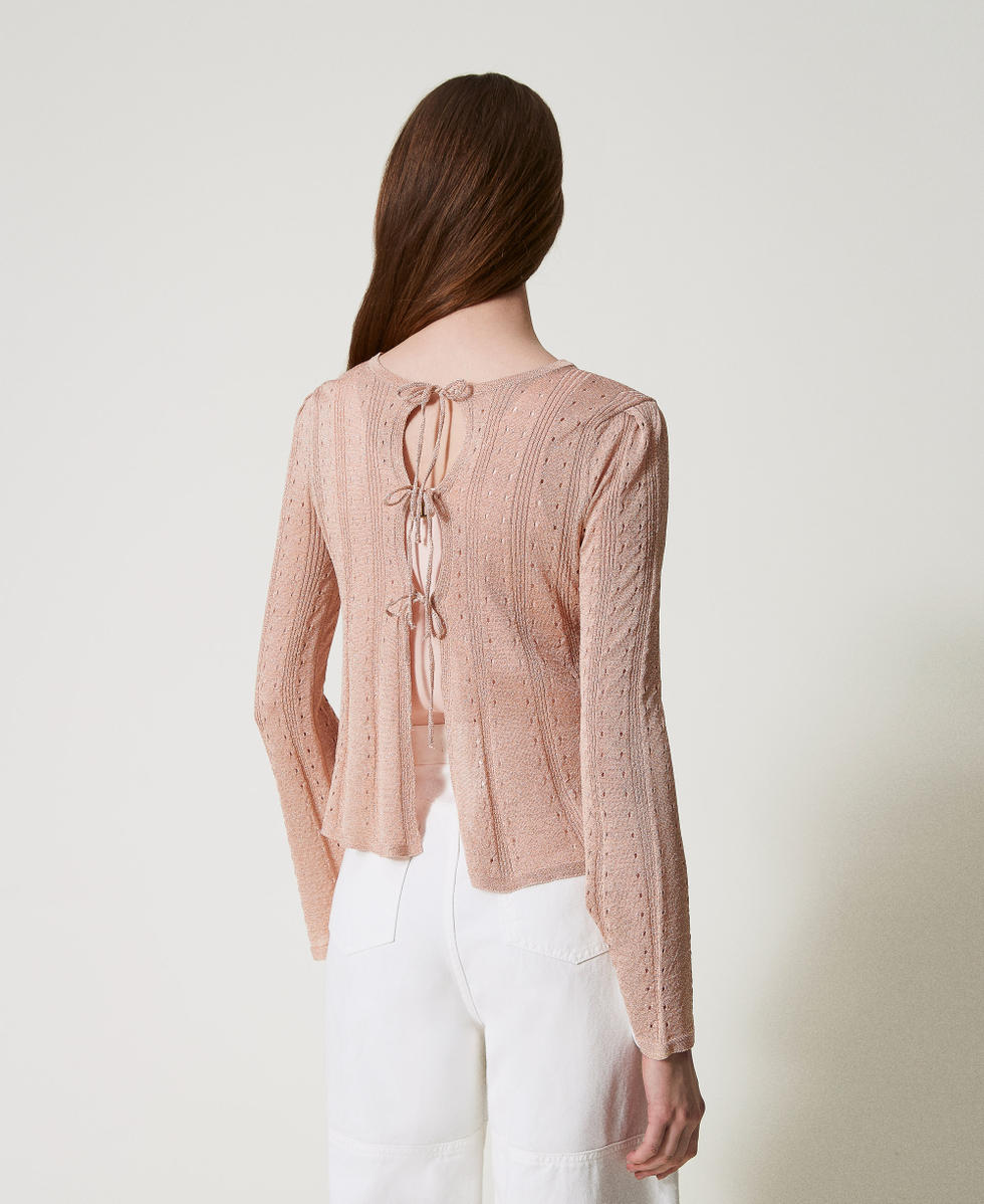 Cardigan doppio uso con laccetti Sahara Rose Lurex Donna 251TT3181_12473_06