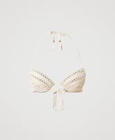 Sujetador de bikini push-up con bordado Bordado Almond Beige / Dark Almond Beige Mujer 251LMMF44_12376_S0
