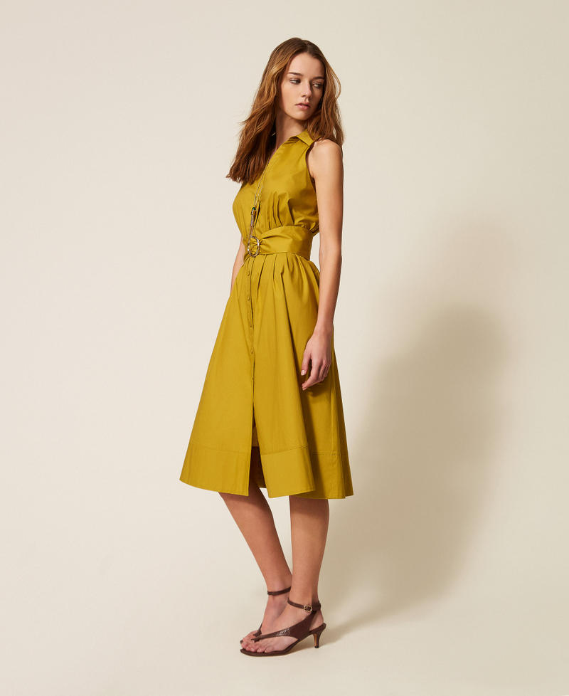 Midikleid aus Popeline "Avocado Oil"-Gr&uuml;n Frau 261TT2223_12117_02