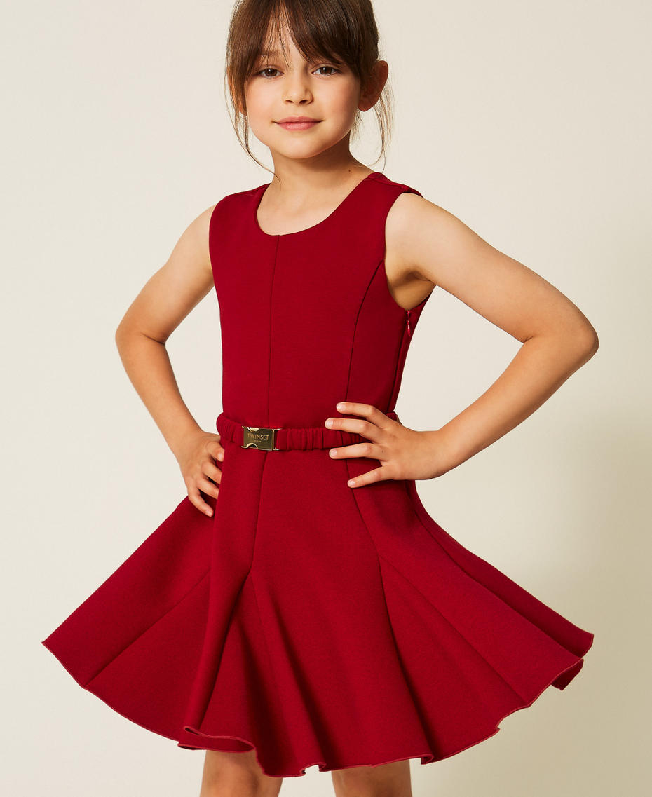 Abito corto in tessuto scuba Red Ruby Bambina 262GJ2137_13704_04