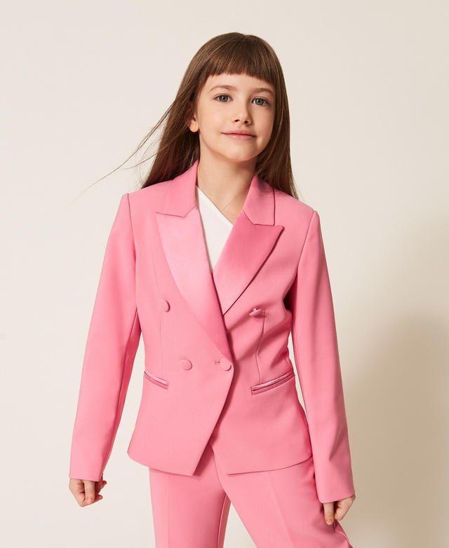 Blazer en crêpe et satin duchesse