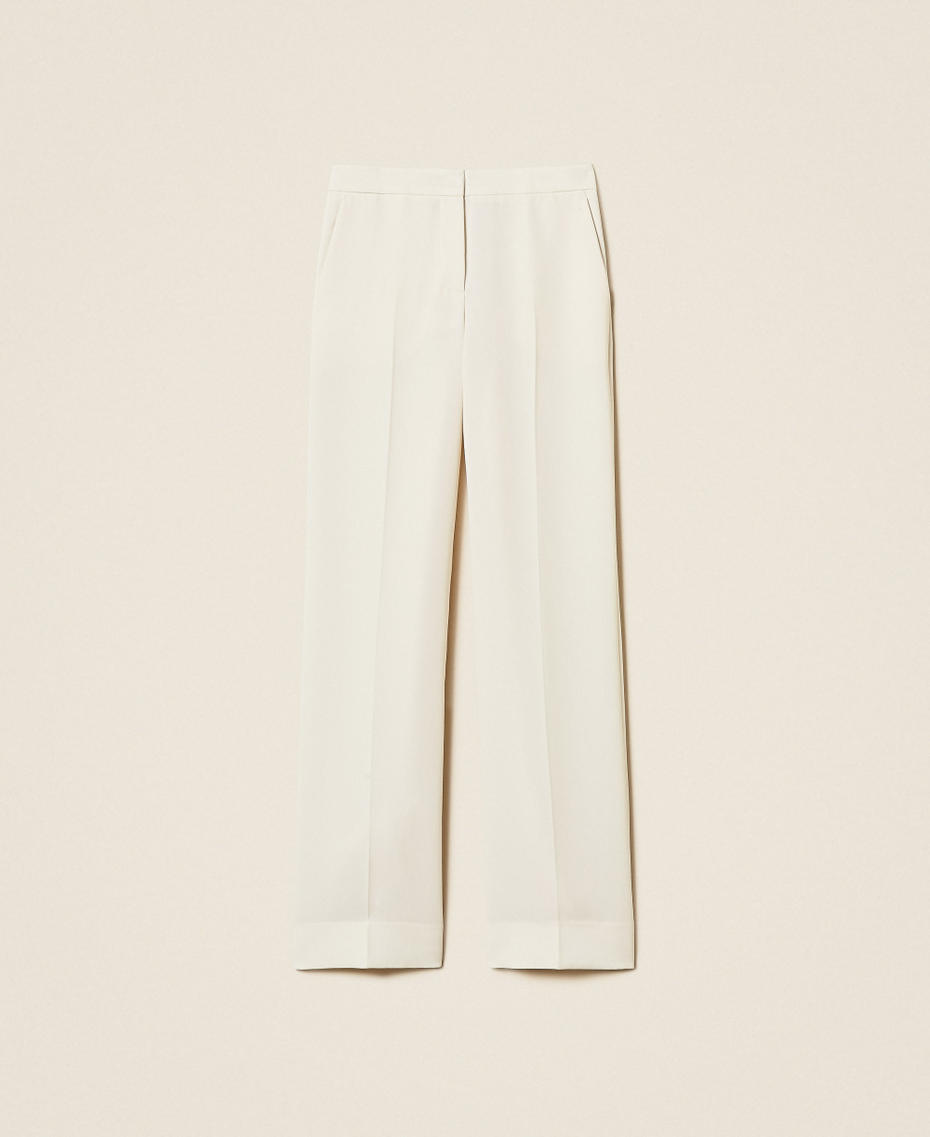 Cr&ecirc;pe palazzo trousers Mother Of Pearl Woman 262TP2043_00059_S0