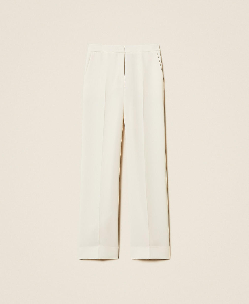 Pantalon palazzo en cr&ecirc;pe Nacre Femme 262TP2043_00059_S0