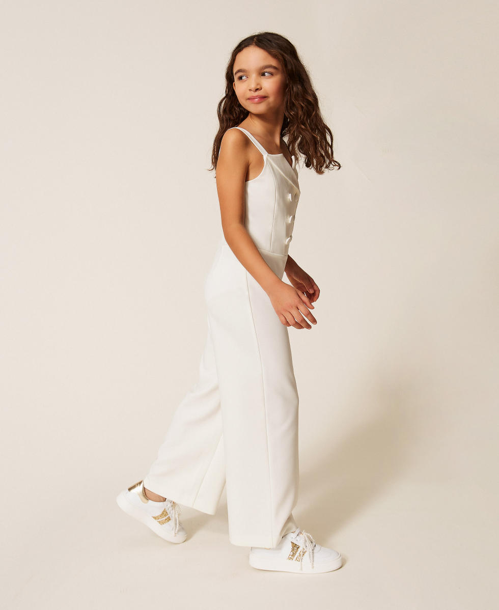 Zweireihiger Jumpsuit aus Cr&ecirc;pe Mattwei&szlig; M&auml;dchen 261GJ2Q50_00526_02