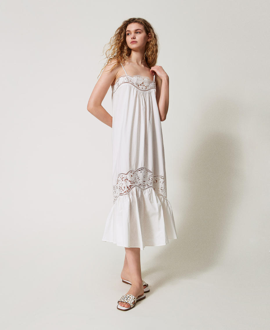 Long dress in broderie anglaise poplin White Snow Woman 251TT2331_00282_01