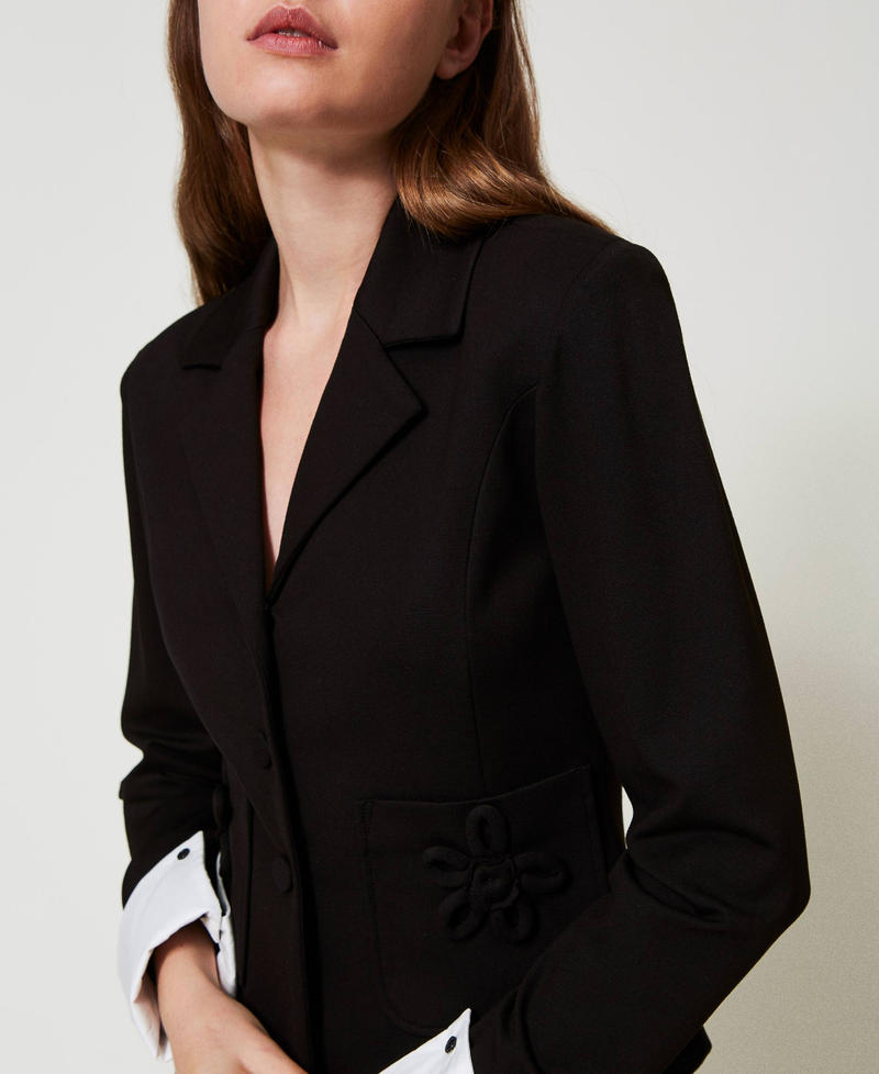 Giacca blazer con spilla a fiore Nero Donna 251AP2530_00006_03