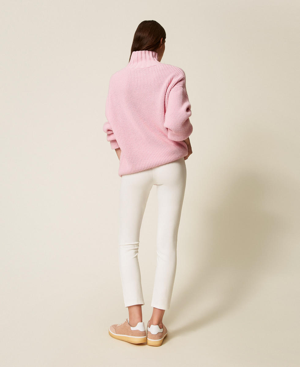 Pantalon skinny avec d&eacute;tails en satin Off White Femme 252LI2UBB_00526_03