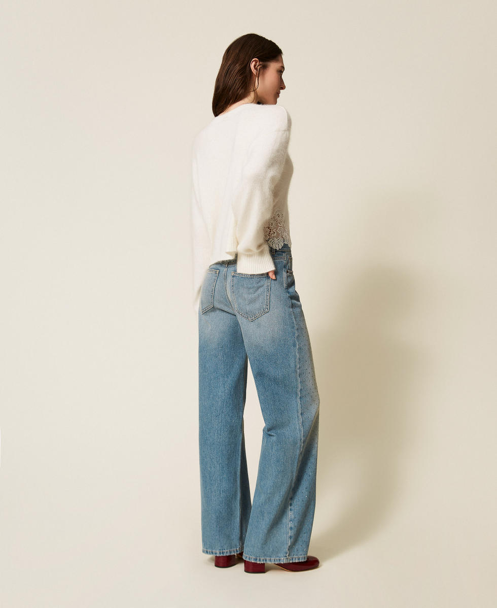 Jean cinq poches avec strass Denim Clair Femme 252TT2270_03498_03