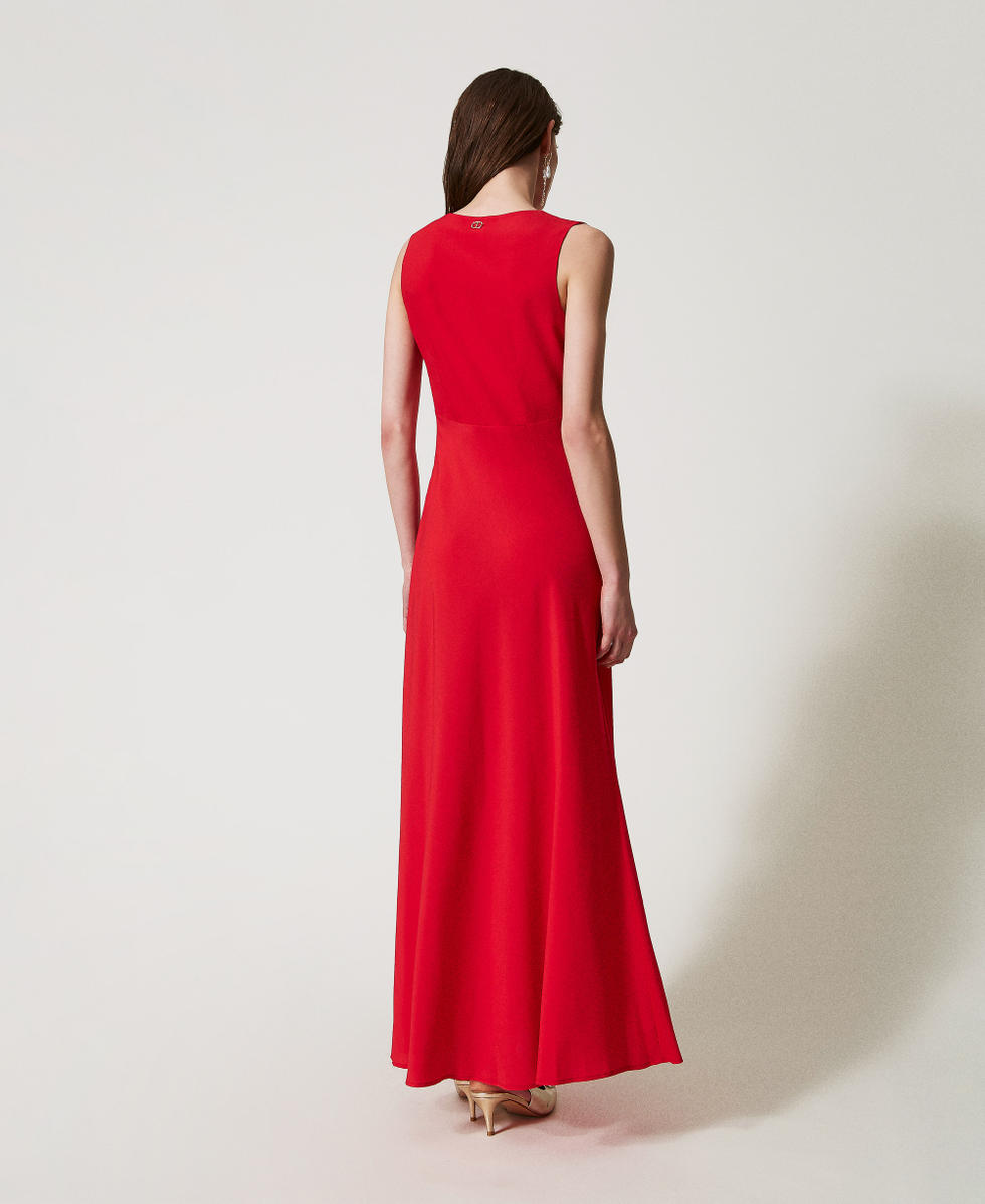 Robe longue ajust&eacute;e avec drap&eacute; Hibiscus Red Femme 251TF2062_12365_03