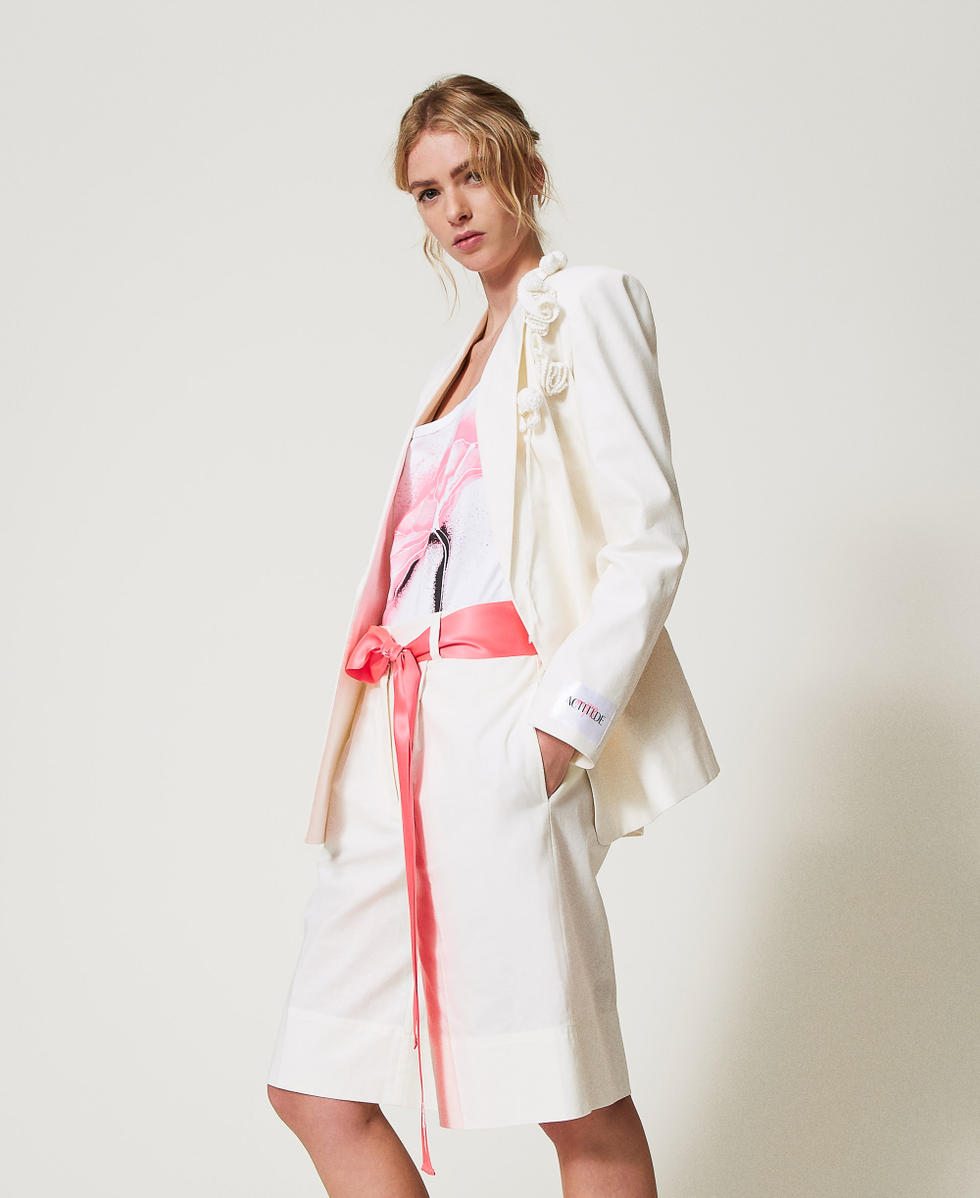 MYFO linen-blend shorts with belt White Snow Woman 251AQ2063_00282_02