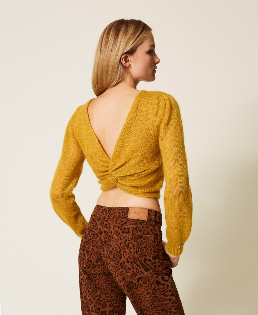  Mohair blend knit shrug Mustard Yellow Woman 252TP3525_12607_05