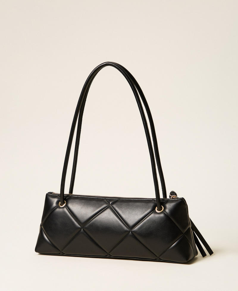 Quilted bowler bag with logo Black Woman 262TB7082_00006_03