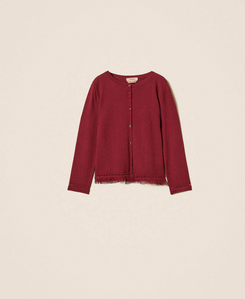 Cardigan in maglia con frange Bordeaux Donna 262TP3Q23_00020_S0